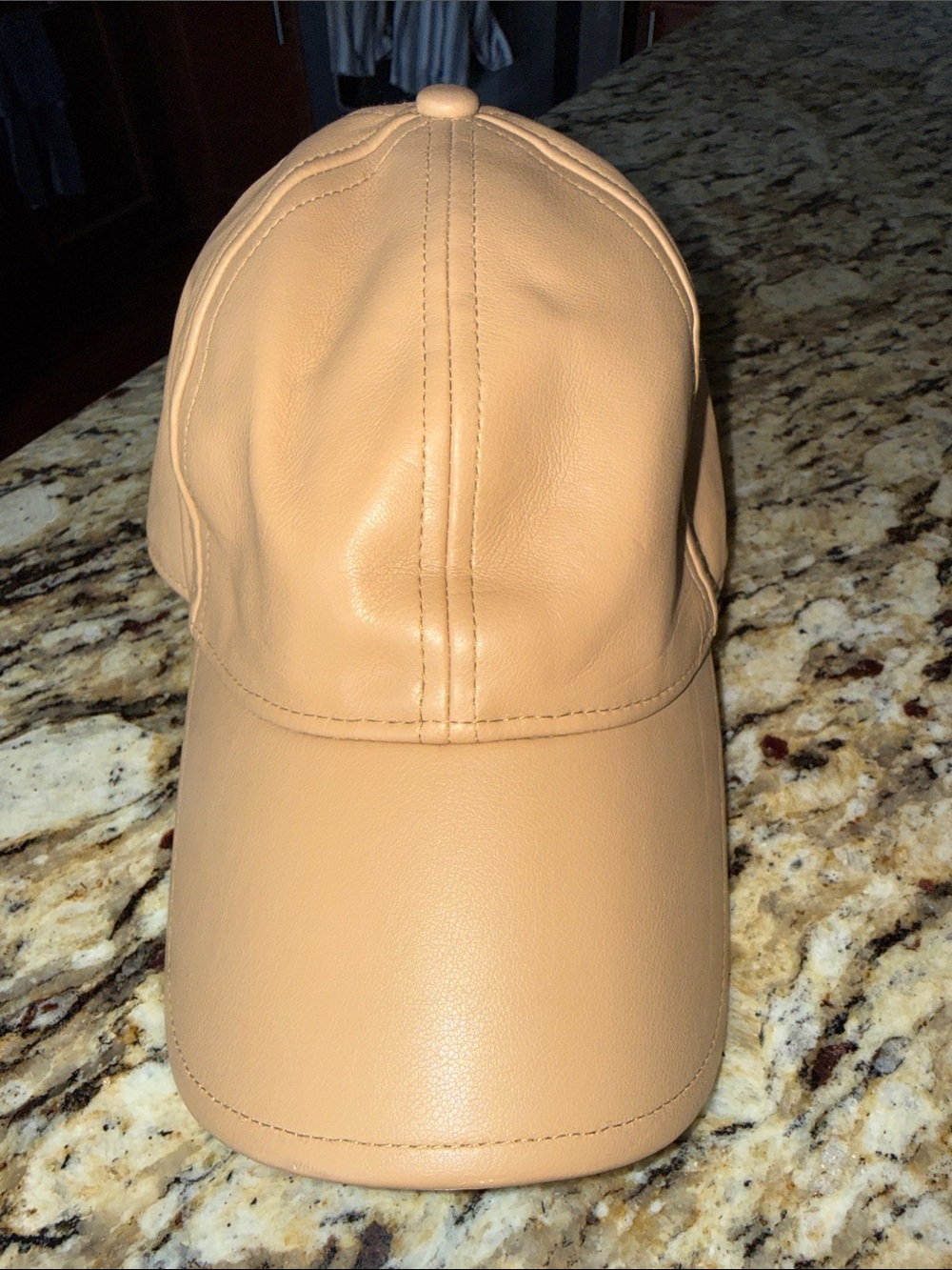 Abercrombie & Fitch Tan Faux Leather Adjustable Baseball Cap One Size